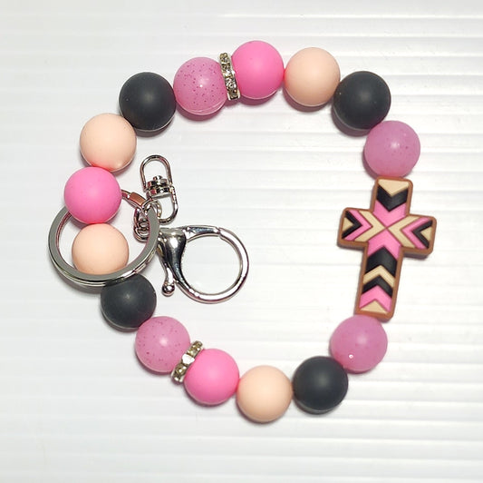 Aztec Pink & Black Cross Wristlet