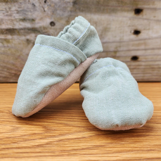 Pale Green Linen Booties