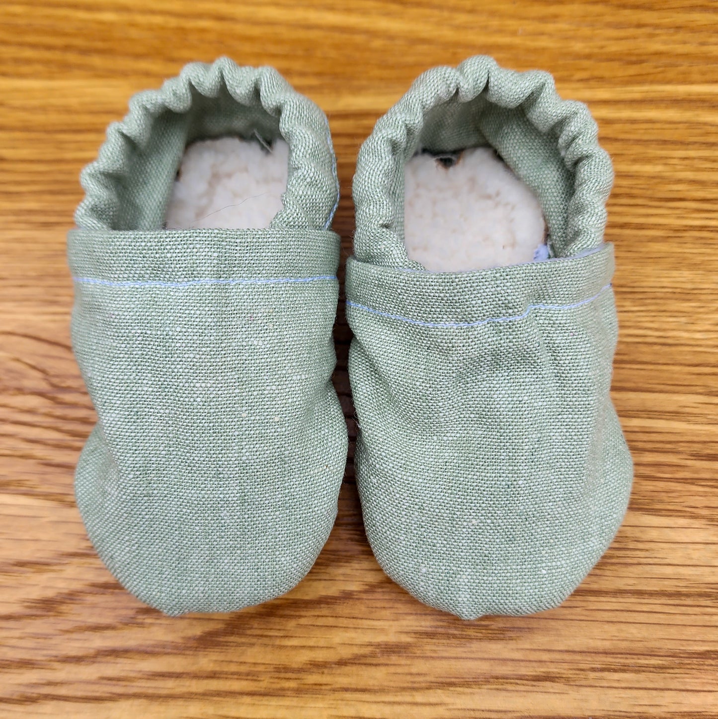 Pale Green Linen Booties