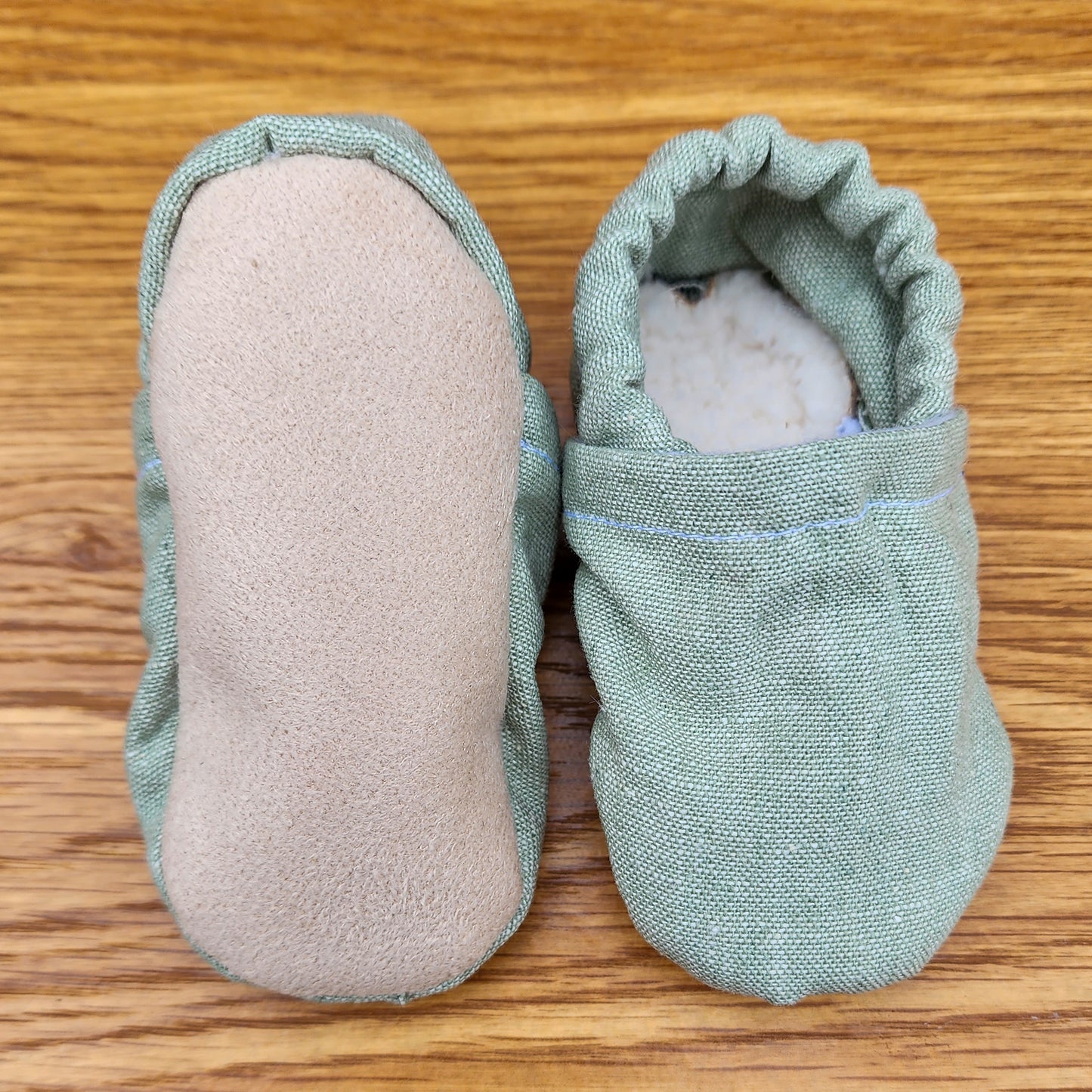 Pale Green Linen Booties